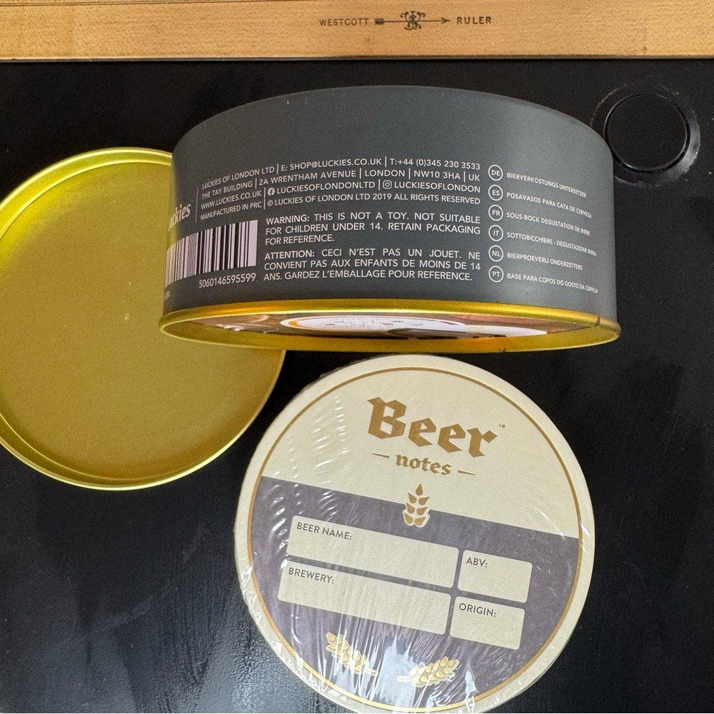 Luckies of London Beer Notes Personalizable Beer Mat Tasting Coasters‎ in Tin